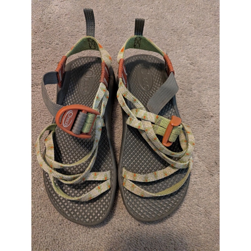 Chaco Kids Z1 EcoTread Sport‎ Sandals Green Orange Strappy Hiking Shoes Size 13